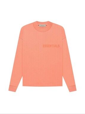 Essentials Long Sleeve Embossed Logo Tee in Orange XXS
